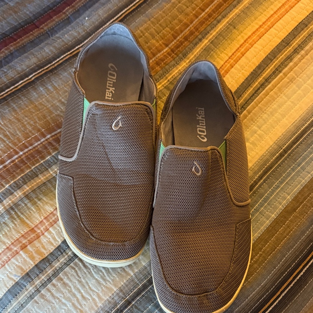 OluKai Men's Tan Slip-On Loafers